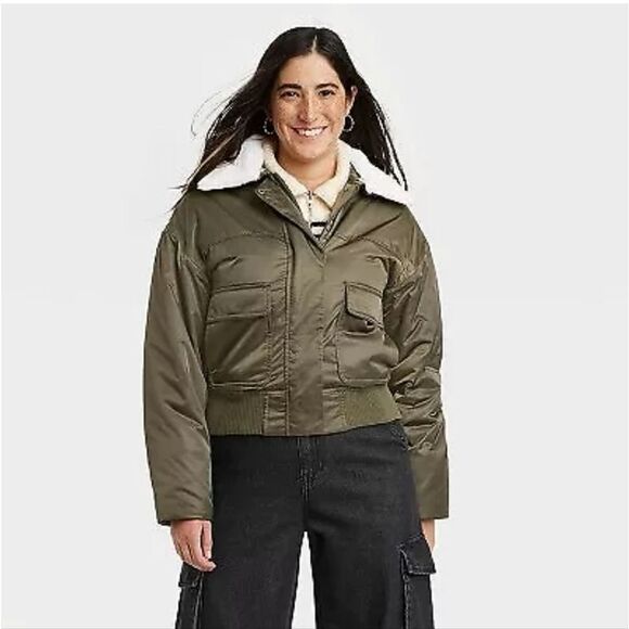Women's Bomber Jacket - Universal Thread Moss Green XS - Picture 1 of 4